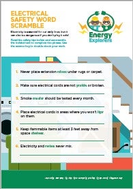 Electrical Safety Word Scramble