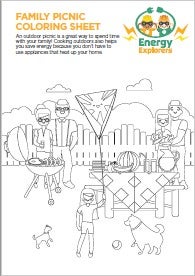 Family Picnic Coloring Sheet