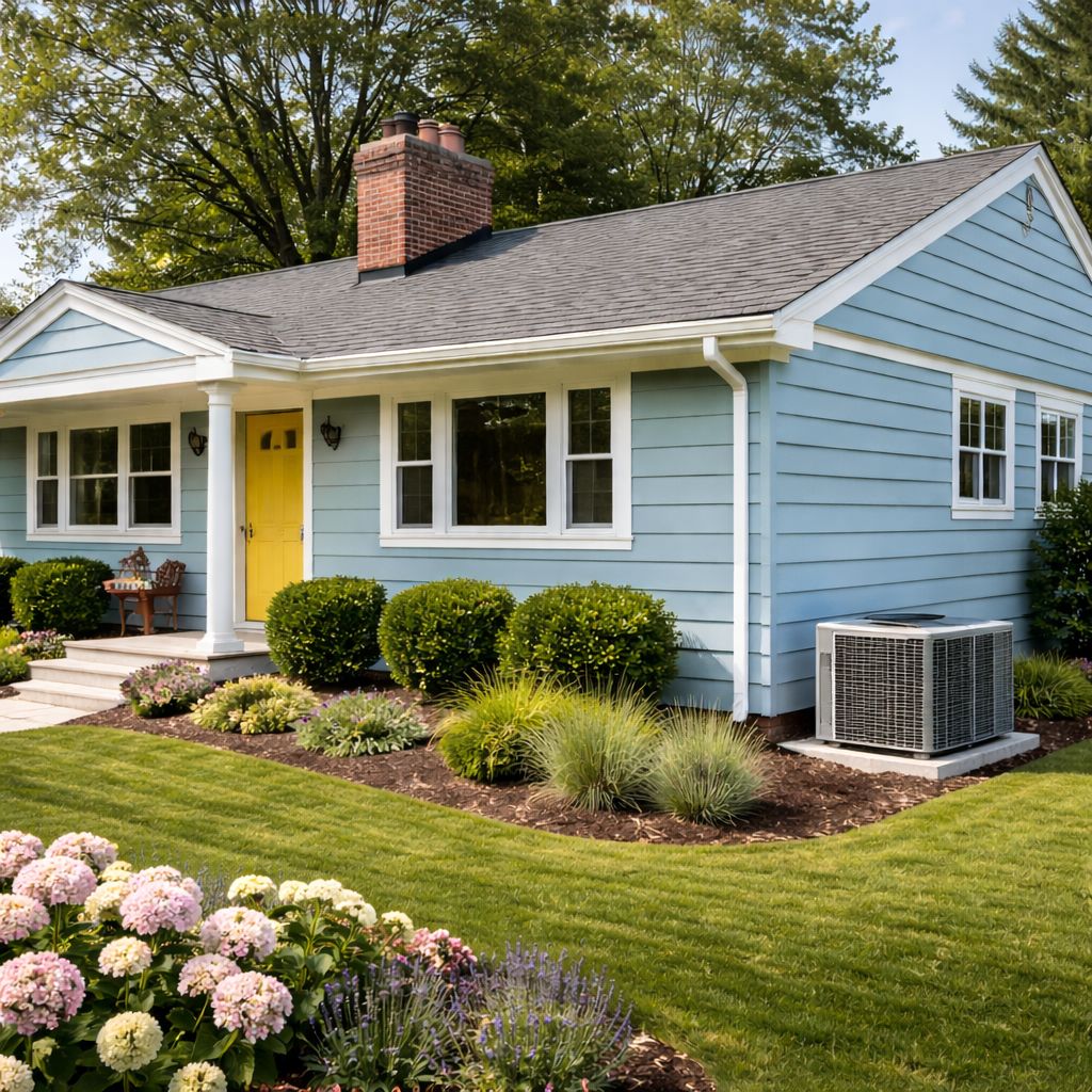 Heat Pump on side of house