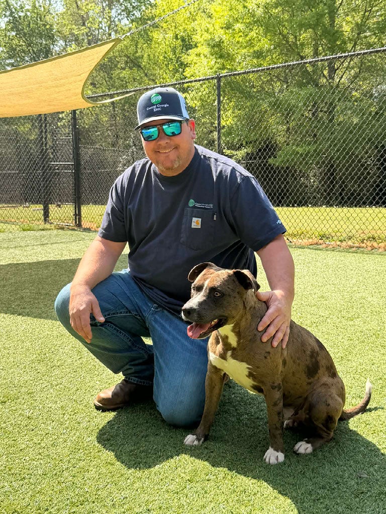 Lineperson with dog