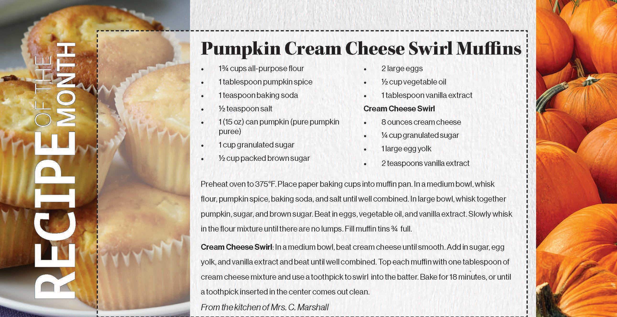 Pumpkin Cream Cheese Swirl Muffins